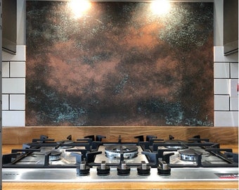 Kitchen splashback aged copper effect &quot;Stormy sky&quot;