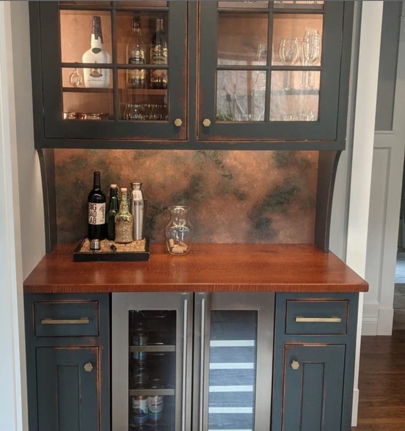 Kitchen Splashback Aged Copper Effect misty Blues Etsy