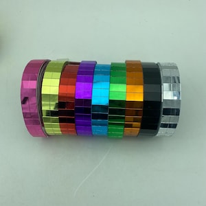 1 x 1 cm Self adheresive Mirror Mosaic Tiles in Real Glass, Square, 2cm wideth 5 m Long