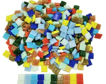 Carrelage mosaique verre 10 coloris melanges 1 x 1 cm ou 2x2 cm 250 g le flacon