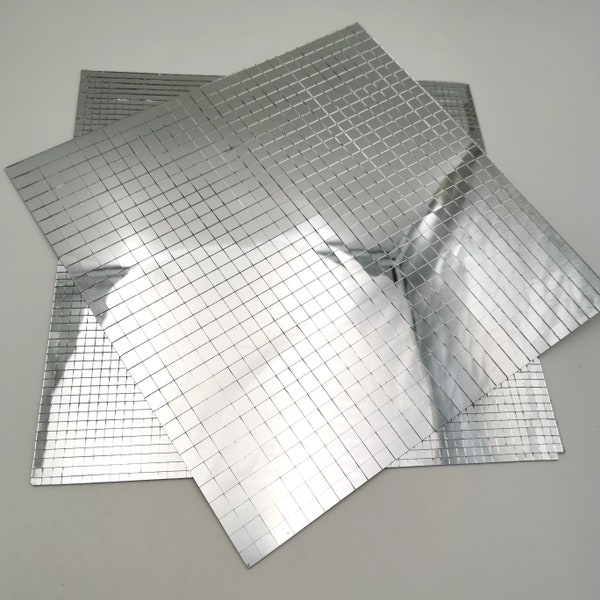 50 feuilles de mosaïque miroir autocollantes 10x10 mm/pièces ou 5x5 mm/pièces 30x30 cm/feuille 3 couleurs disponibles