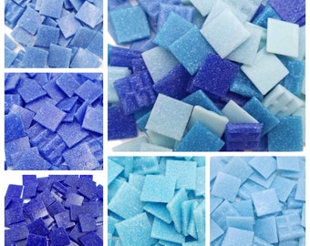 2 x 2 cm blaue Glasmosaikfliese Mischt 5 Farben je 260 g Gesamt 1,3 kg