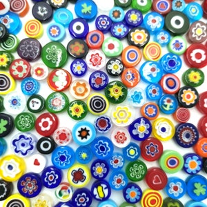 100g Millefiori Glass Tiles: Flower Mosaic Craft Supplies