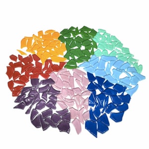 1,2 kg unregelmäßige Glasfliesen 8 Farben gemischte Größe 20-35 mm 6 mm Dicke