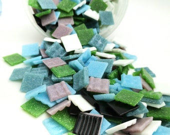 1kg 2x2cm Glass mosaic mixed tiles in jar about 330 pieces