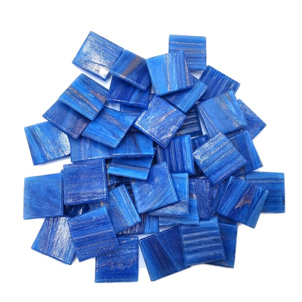 260g Blue Glass mosaic tiles with copper textured 2 x 2 cm (ca.90pieces)