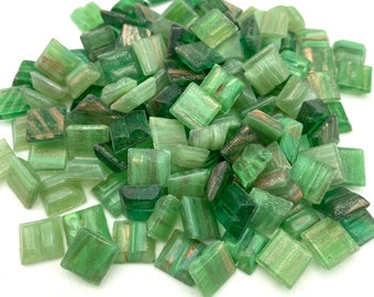150g 1x1cm green Glass mosaic tiles with copper textured  (ca.220pieces)