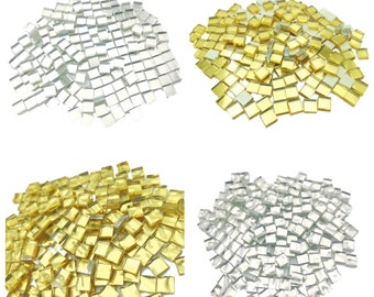 150g 10 x 10 mm imitated gold mosaic glass tile and silver glass tiles  (ca 150 pieces)