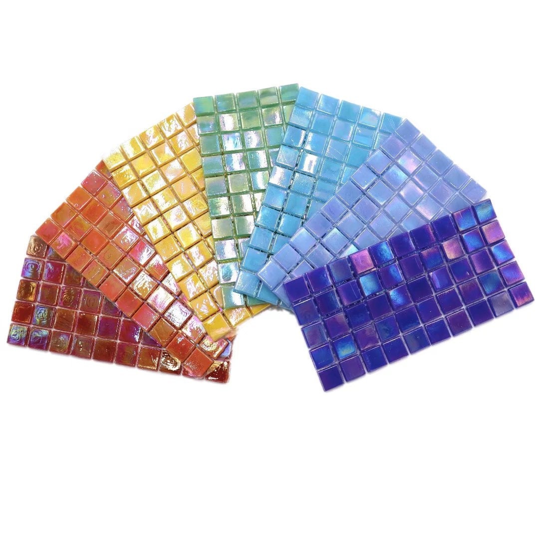 12 Sheets Iridescent Stained Glass Sheets, 4x6 Inch Bright Cathedral Art  Glass Packs for Mosaic Work, Clear, Opaque and Colored Transparent 