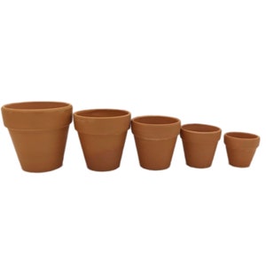 Terracotta flower pot set various sizes for decorative crafts and DIY hobby