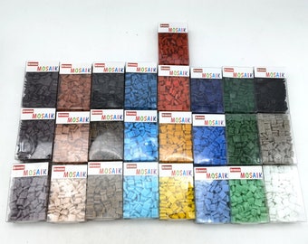 3.75kg 1x1 cm Glass mosaic tiles in 25 colours,150g per colour