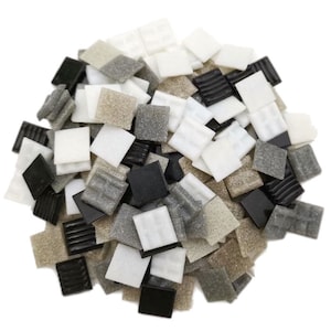 Azulejos de vidro mosaico mistos: branco, cinza, preto - 1 x 1 cm ou 2 x 2 cm 500g