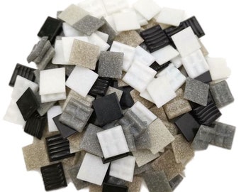 Mixed Mosaic Glass Tiles: White, Grey, Black - 1X1cm or 2x2cm 500g