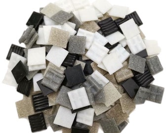 mosaique carreaux de verre blanc gris noir couleurs melangees 1 x 1 cm ou 2x2 cm 500g par flacon