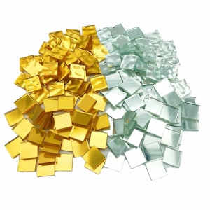 Imitation Gold & Silver Glass Mosaic Tiles - 20x20x4mm (43 Pieces)
