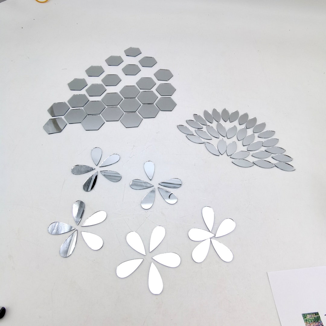 100pcs Diamond Shape Glass Mirror Mosaic Tiles Bulk Home Decoration Crafts Diy Accessory Wall Artwork Supplies - Mosaic Making