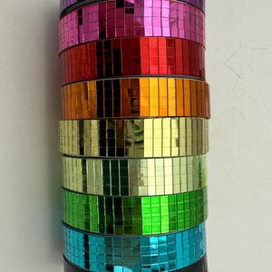 5x5 mm Self adheresive Mirror Mosaic Tiles in Real Glass, Square, 2cm wideth 5 m Long
