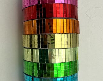 5 x 5 mm självhäftande spegelmosaik i äkta glas: 2 cm breda, 500 cm långa per rulle)