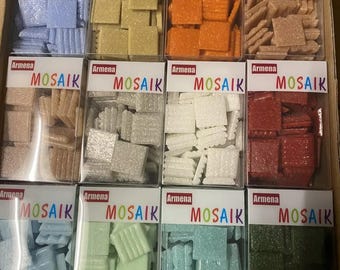 3 kg 2 x 2 cm Płytki mozaikowe szklane w 12 kolorach, 260 g na kolor