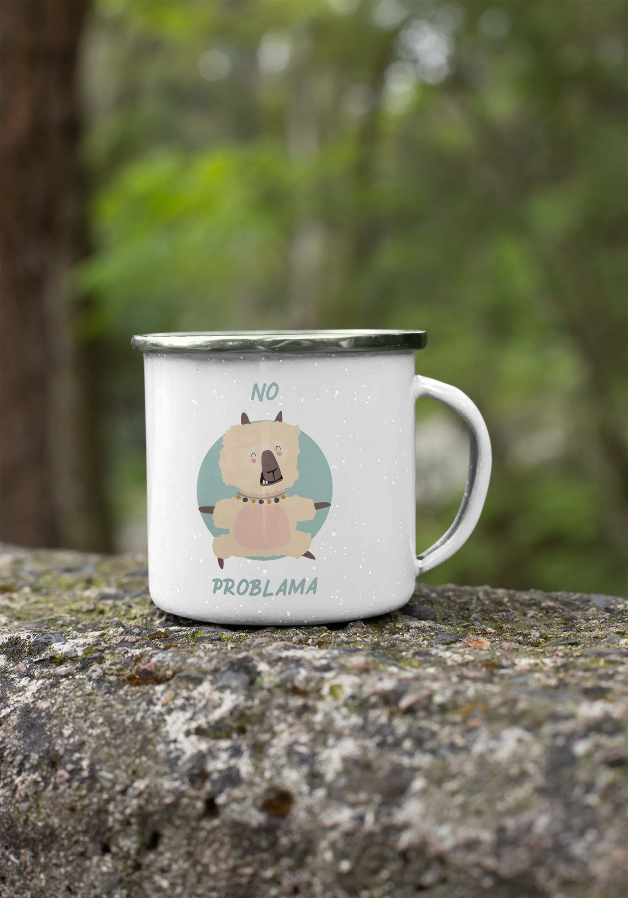 No Problama, Tasse Vintage Métal Yoga Lama, Mug Yoga, & Humour, Méditation, Pas de Problème