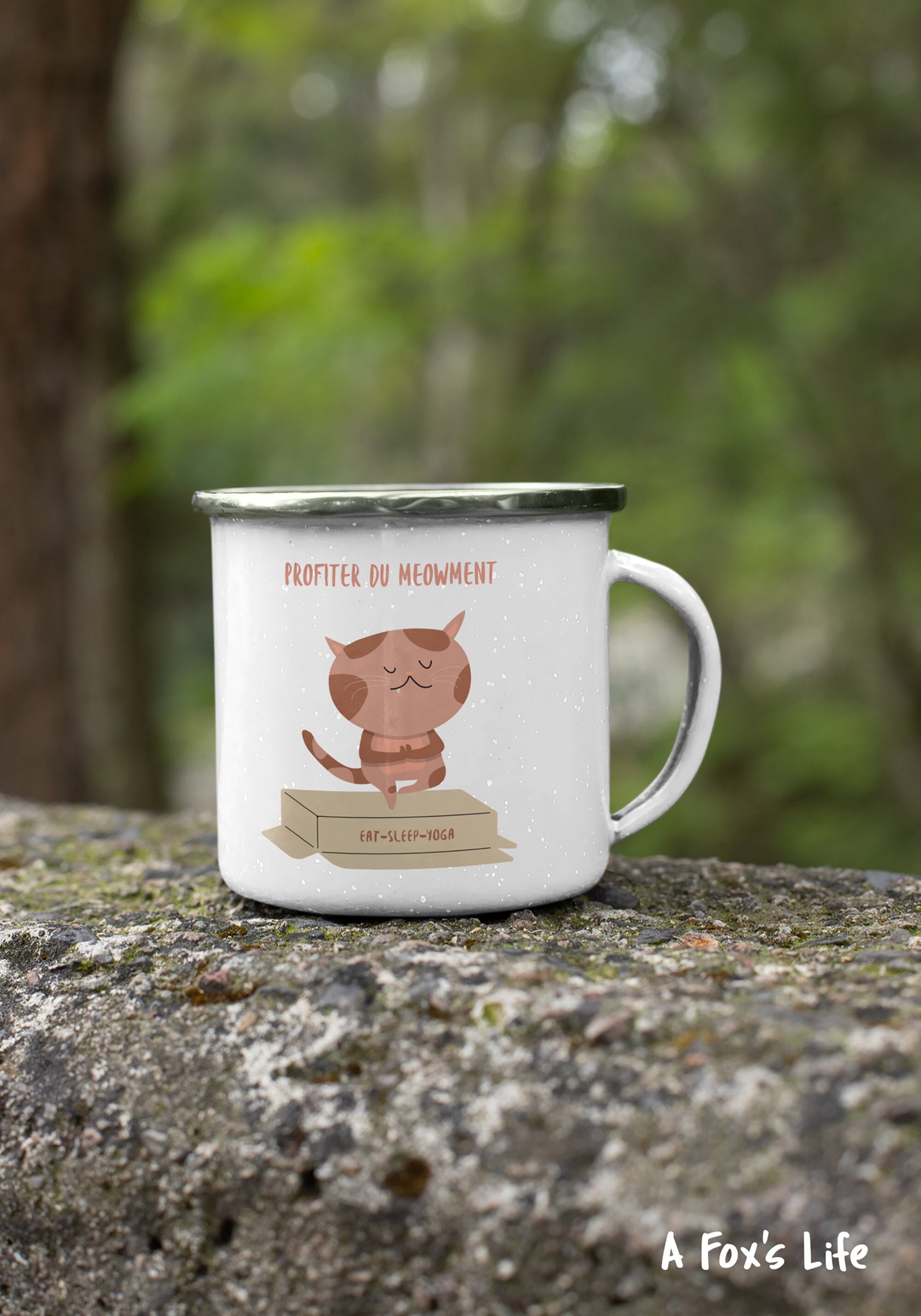 Profiter Du Meowment, Mug Tasse en Métal Vintage - Impression France Cadeau Original Anniversaire No