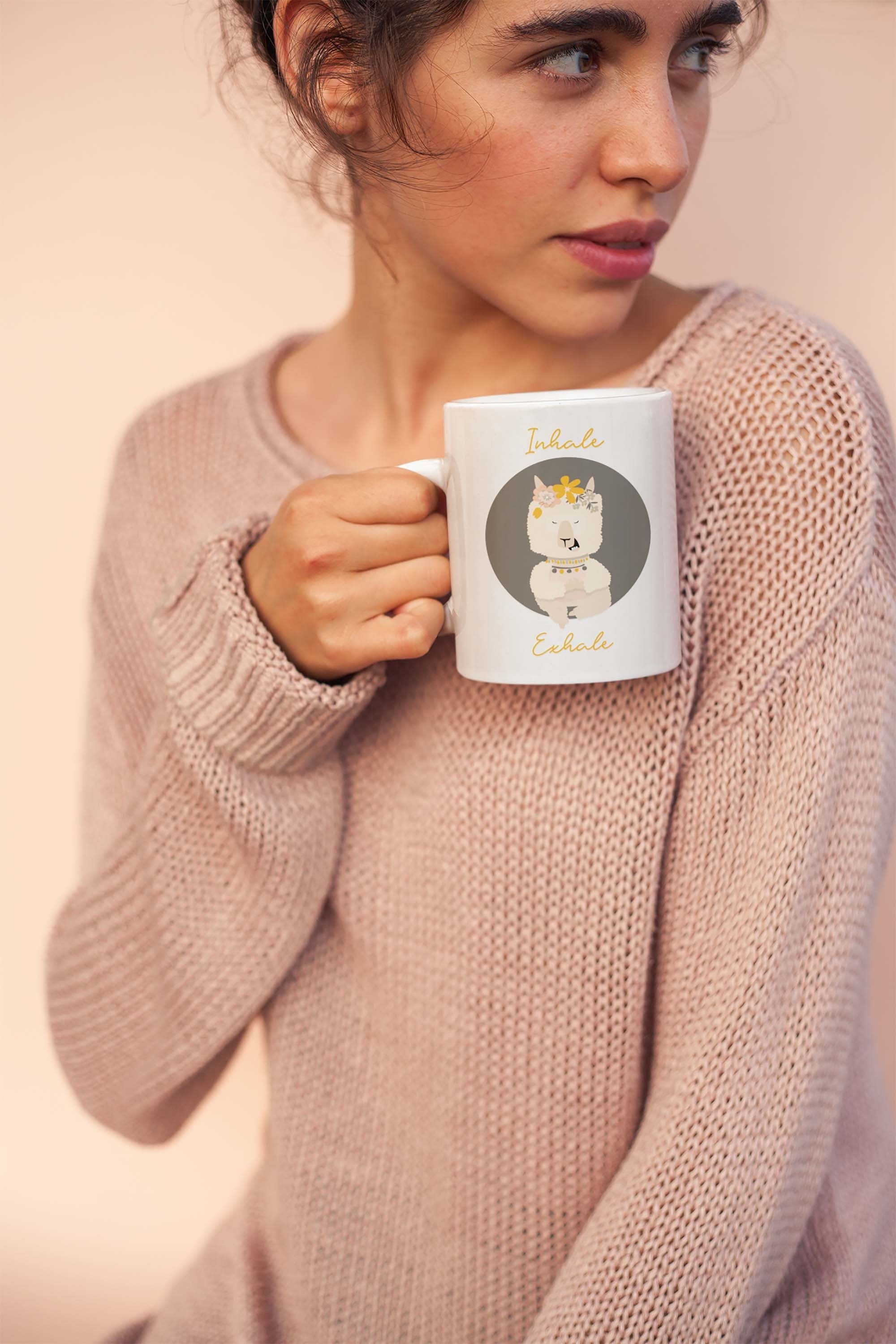 Inhale Exhale, Tasse Yoga Lama, Mug Yoga, & Humour, Méditation