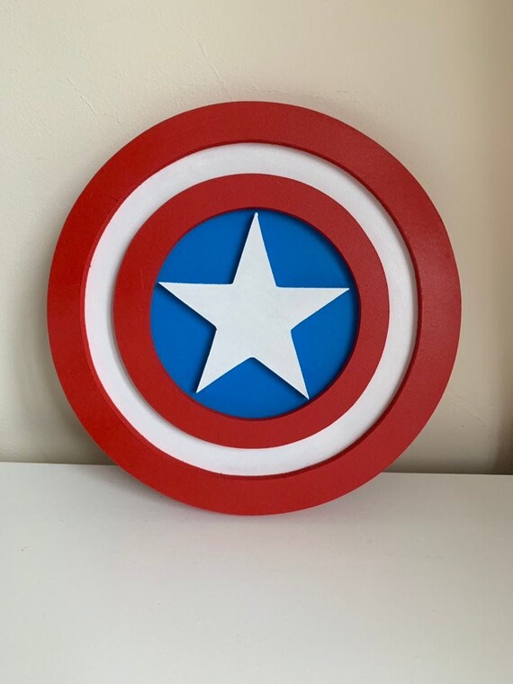 Marvel Captain America Shield Wooden Shelfie Boys Bedroom Decor