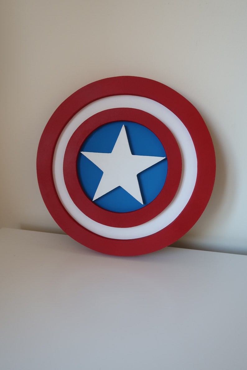Marvel Captain America Shield Wooden Shelfie Boys Bedroom Decor
