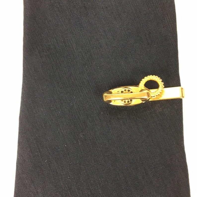 Vintage Gold Tone Rotary Phone Tie Bar Clip