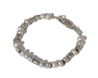Sphärische Geschmolzene Glieder, Handgemachtes Silber Armband, Organischer Statement Schmuck