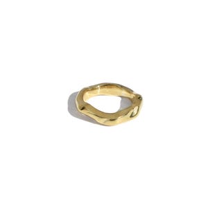 14k Gold Organic Wavy Ring , Minimalist Handmade Band