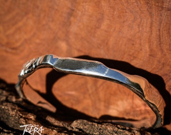 Sterling Silver Bangle Bracelet, Silver Cuff, Handcrafted Bracelet, 7 mm width