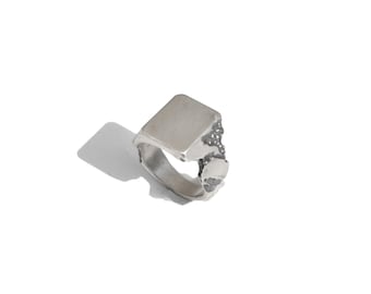 Oxidized Sterling Silver Signet Ring: Modern Minimalist Jewelry