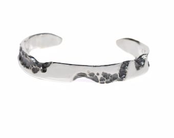 Handmade Oxidized Sterling Silver Cuff Bracelet: Textured Artisan Jewelry