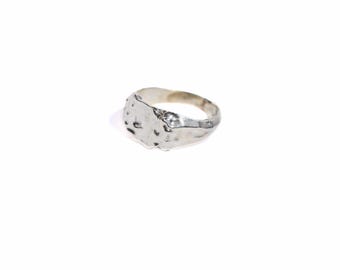 Sterling Silver Signet Ring, Melted Ring, Liquid Ring, Girl Ring, Women&#39;s Ring