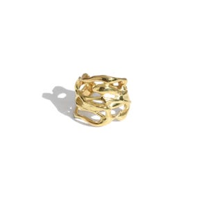 Organic Openwork Gold Ring, Bold Sculptural Statement Ring, Handmade Gold Jewelry