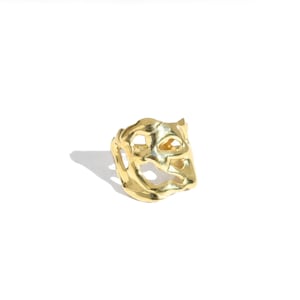 Organic Openwork Gold Ring, Bold Sculptural Statement Ring, Handmade Gold Jewelry