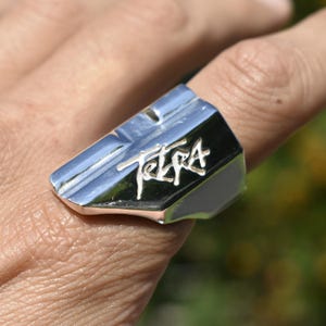 Massive Silver Ring, Long Statement Ring, TETRA Ring