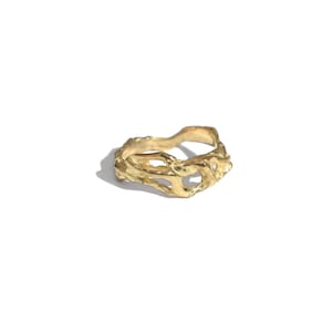 Organic 14k Solid Gold Ring, Handmade Textured Band