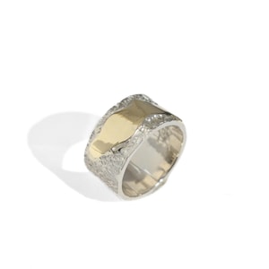 Mixed Metal Band, Gold And Silver Unique Ring