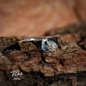Silver Ring With Marquise Diamond, Fine Silver Jewelry