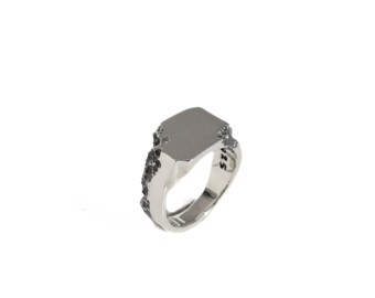 Handcrafted Sterling Silver Signet Ring, Eroded Texture