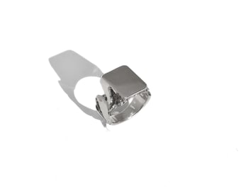 Men's Oxidized Sterling Silver Signet Ring, Handmade Minimalist Jewelry