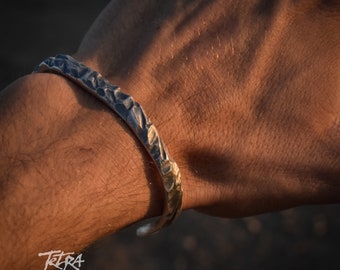 Sterling Silver Oxide Bangle Bracelet | Viking bracelet | Dark cuff for men and women