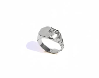 Sterling Silver Signet Ring, Small Custom Signet Ring, Unique Silver Ring, Different Ring Design, Pinky Silver Ring