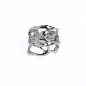 Liquid silver ring design, Organic Ring, Molten silver ring, Ornament Sterling Silver 925 Ring