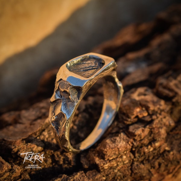 Siegelring - Oxidierter Ring - Herrenring - Ehering - Freundgeschenk - Pinky - Silberne Siegelringe - Rustikal - Einzigartiger Ring - Vintage-Ring
