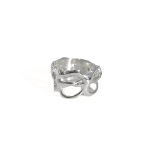 Geschmolzener Metallsilberring, flüssiger Ring, Ornamentring, trendiger klobiger Silberring