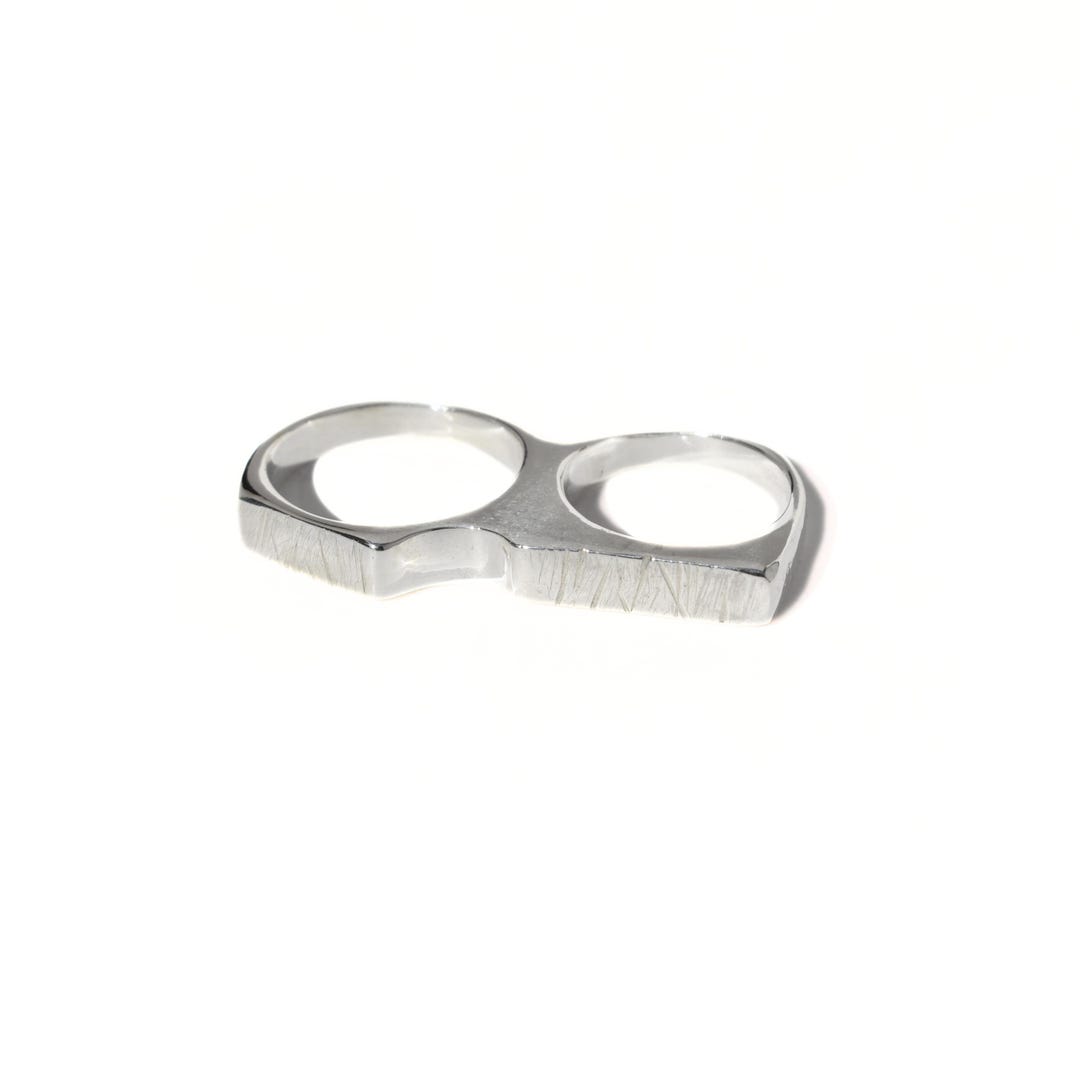 Statement 2 Finger Ring, Artisanal Bohemian Silver Jewelry Piece - Etsy