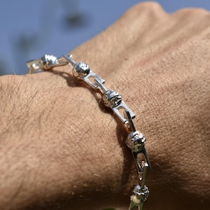 Spherical Molten Links, Handmade Silver Bracelet, Bold Organic Statement Jewelry